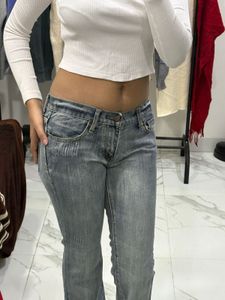 Low Waist Bootcut Jeans Grey