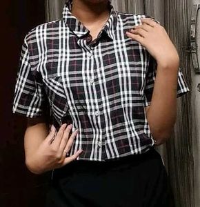 Black Check Half Sleeve Shirt Unisex
