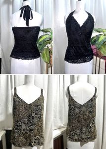 Beaded Lace Halter & Tank Top Set