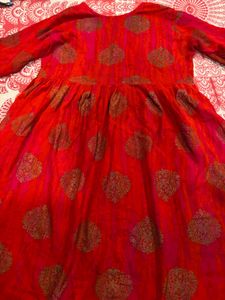 Red Embroidered Kurta