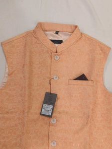 XXL - Orange Embroidered Nehru Jacket
