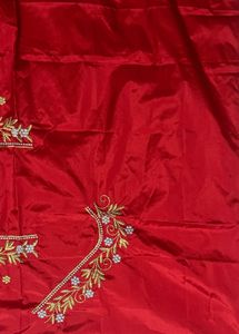 Red Embroidered Blouse Piece