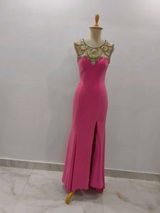 Elegant Pink Slit Gown