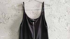 Black Mini Body Hugging Dress With Front Zipper