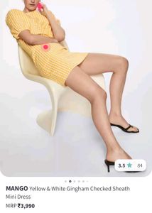 Mango Gingham Puffed Sleeve Mini Dress (New)