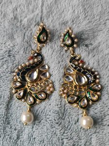 Peacock Kundan Dangle Earrings
