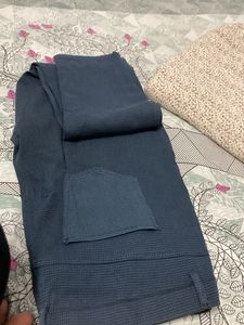 Blue Waffle Knit Pants