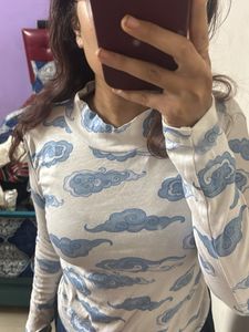 Cloud Print Long Sleeve Top