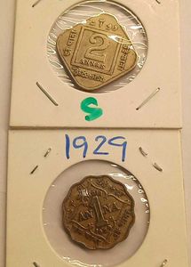 Rare George V 1918 2 Annas &amp; 1929 1 Anna Coin Set