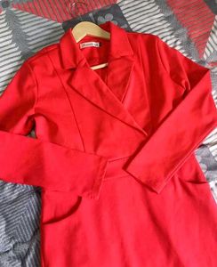 Modest Red Blazer Dress for corporate boss ladies
