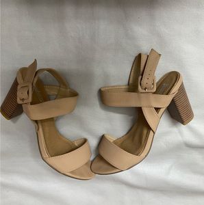Nude Solid Sandal Heels