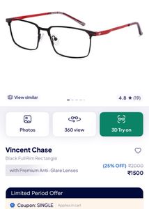 BACK FULL RIM RECTANGLE VINCENT CHASE EYEGLASSES