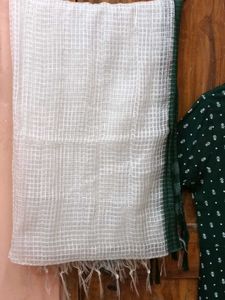 GentlyUsed DarkGreen Embroidered Kurti+Dupatta XXL