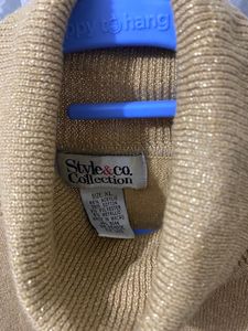 Style&amp;Co Turtle Neck Shimmer Top, Size XL