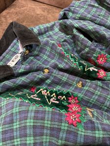 blue n green checkered boxy over shirt