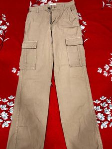 Khaki Cargo Pants high rise
