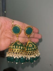 Green Jhumka Earrings