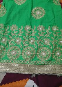 Green Embellished Suit With Heavy  Dupatta