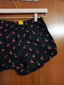 Cherry Print Ultra Mini Shorts For Lounge Wear