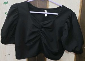 Black Puff Sleeve Top