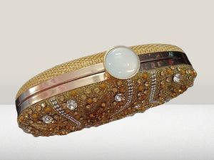 Crystal And Gold Embellished Clutch For Women