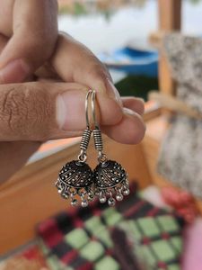 Silver Colour Jhumka Earrings