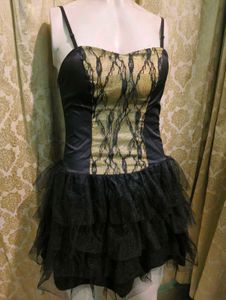 Black &amp; Gold Tulle Mini Dress