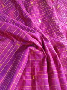 Purple &amp; Gold Checkered Saree