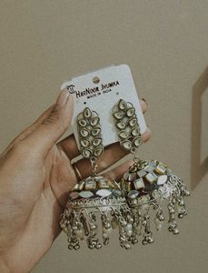 Oxidized Mirror Jhumka