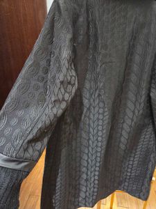 Elegant Black &amp; Gold Patterned Coat