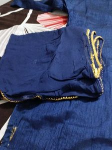 Embroidered Blue &amp; Gold Kurti