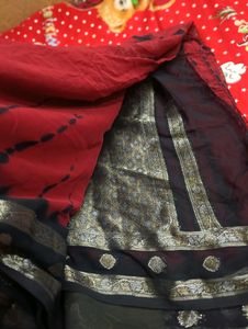 Maroon Colour heavy Chiffon Saree