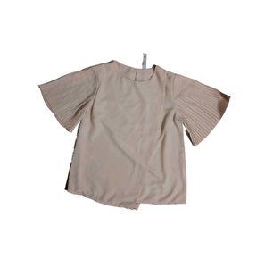 Chic Blush Pleated Bell Sleeve Top