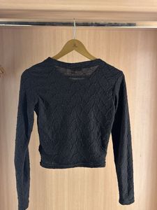 Black Sheer Long Sleeve Top