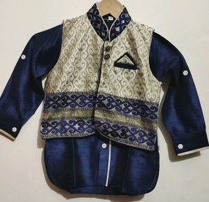 Kurta Pyjama &amp; Waistcoat Set For Boy 3- 4 Year