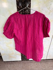 Pink Striped Button-Down Top