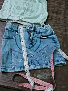 Cute Kids Outfit: Top &amp; Denim Skirt