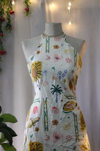 Tropical Print Halter Dress