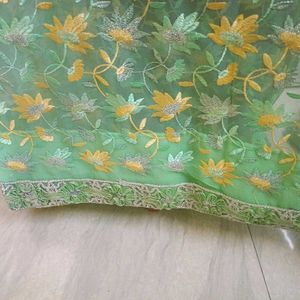 Elegant Green Floral Saree