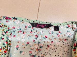 “Ginger By Lifestyle” Wraptop In MintFloral Patten