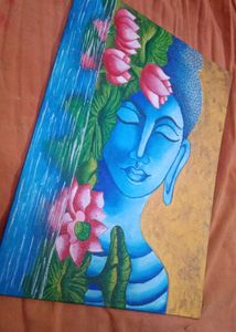 Blue Buddha Lotus Canvas Art