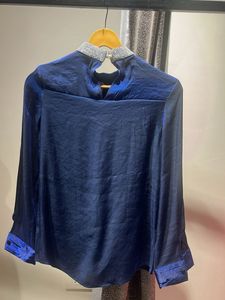 Navy Blue Long Sleeve Blouse