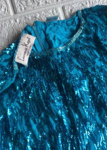 vintage Laurence Kazar turquoise sequin dress