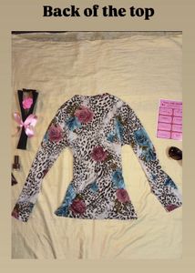 🧋y2k leopard print floral top 🐆