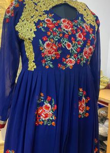 Elegant Blue Embroidered Anarkali