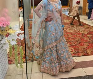 Light Blue Floral Lehenga Choli.
