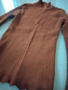 Brown Turtleneck Long Sleeve Top