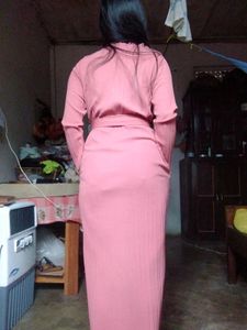 Belted Ruffle Neck Midi Dress (Offer For 2days)