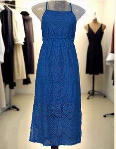 Pintrest Chochet Blue Lace Midi Dress