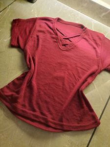 ✨ Chic Maroon Criss-Cross Ribbed Top ✨